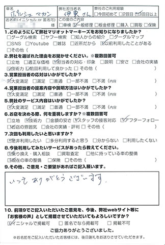 マリオットマーキーズ ポルシェ お客様評判 アンケート